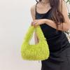 Einfarbige Damen-Schultertasche aus Kunstpelz, süße Winter-Plüsch-Handtasche, einfache Damen-Umhängetasche, Geldbörse, Clutch