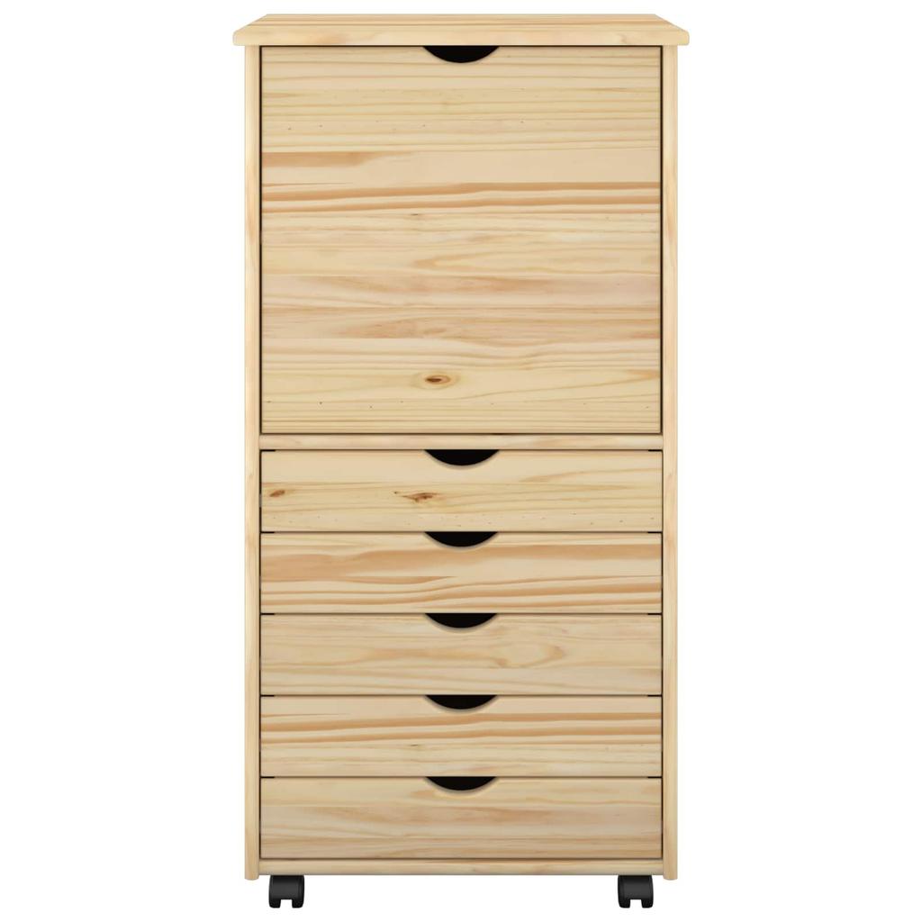 Mobile Cabinet in Brown 53 x 39 x 103 cm Solid Pine Wood