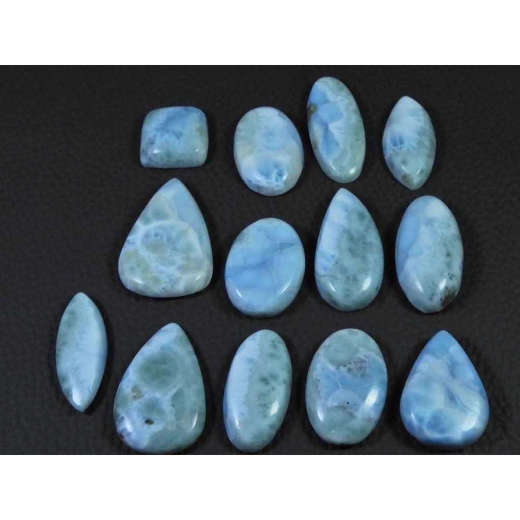 238Cts. Natural Larimar Pectolite Mix Cabochon Loose Gemstone 13 Pcs Lot C-847