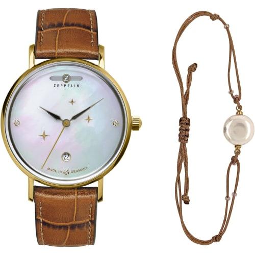 ZEPPELIN Women's Luna Watch 7131-5, Quartz Movement, 5 ATM Water Resistance, Mineral Glass, White Pearl Dial, Stainless Steel