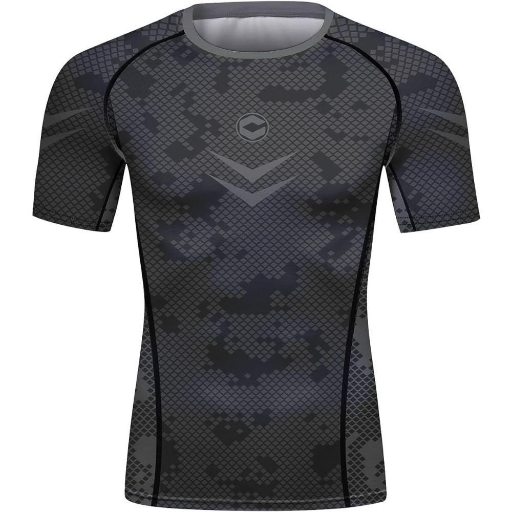 Red Plume Mens 3D Digital Printing Short Sleeve T-Shirt Outdoor Running Yoga Fitness Tight Shirt for Men