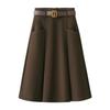 Autumn and Winter Woolen Skirt for Women A-line Large Umbrella Skirt 2025 New High-waisted Slim Mid-length Woolen Pleated
