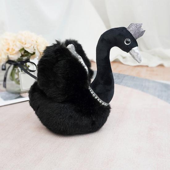 Exquisite Doll Throw Pillow Shape Faux Anti-pilling Decorative Swan Pearl Necklace Doll Toy Gift Supply