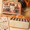 Journal GO 3pcs Tiny Treasure Shop Vintage Coffee Bread Landscape Sticker Creative Journal DIY Material Collage Stationery