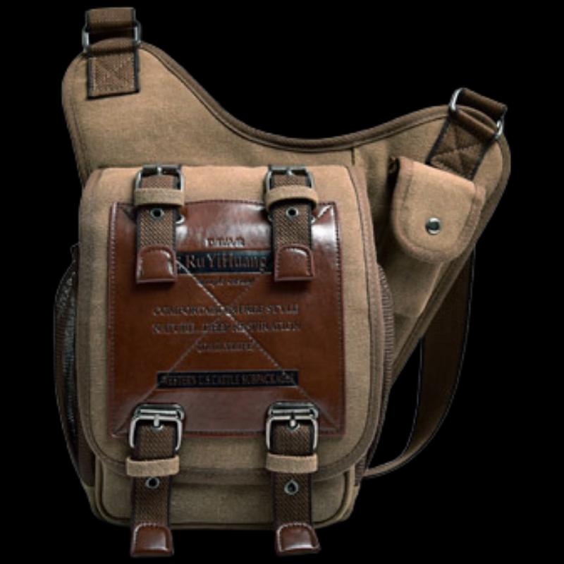 

Li Shen Men s Canvas Multi-Pocket Crossbody Bag