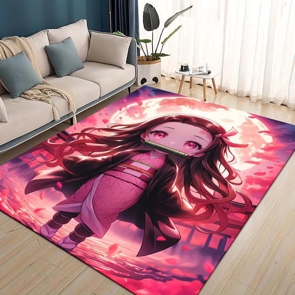 27 Style Demon S-Slayer Cartoon Kamado Nezuko Anime Carpet Rug for Living Room Bedroom Home Sofa Decoration,Non-slip Floor Mat