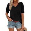 Womens Tops Short Sleeve Shirts Buttons V Neck Spring Fashion Summer Outfits Plus Size Blouses Dressy Casual