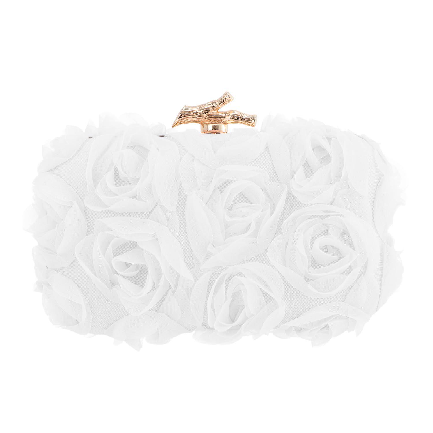 

Chiffon Lace Flower Dinner Bag Tree Branch Head Women s Fashion Dress Party Chain Bag белый