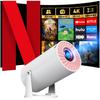 Nový duben 2025 Nejnovější Android TV Kompaktní 1080P 4K Projektor se stropní automatickou korekcí lichoběžníkového zkreslení Bluetooth HiFi Kompatibilní s DVD a obsahuje japonštinu
