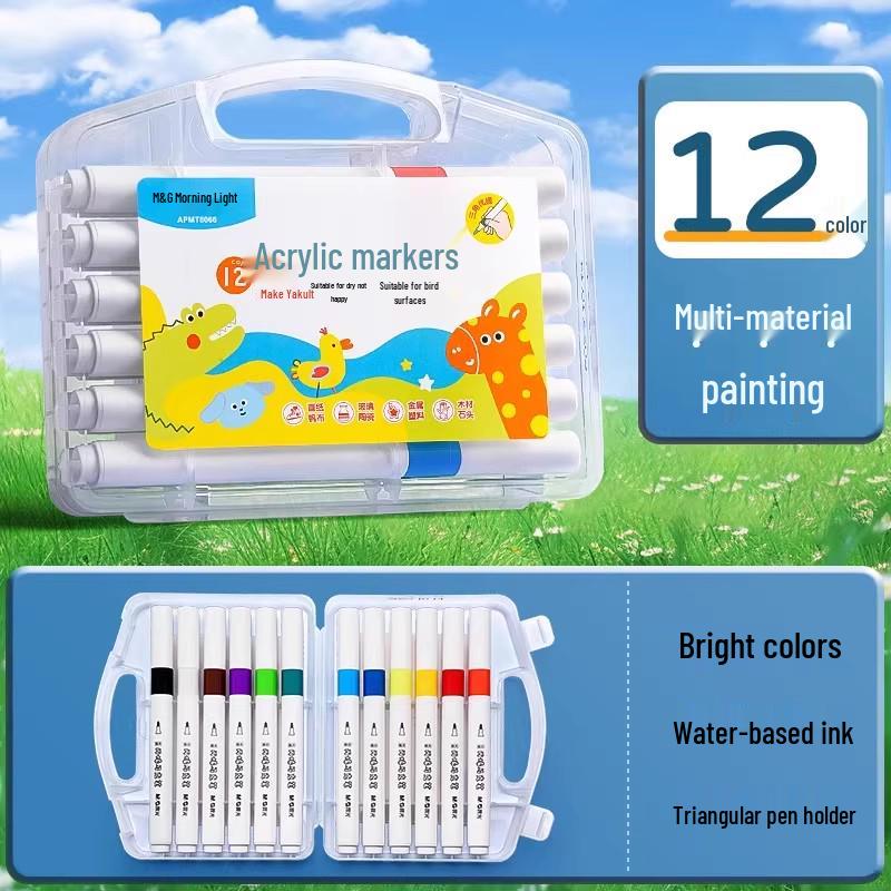 Acrylic Marker Set: Non-Toxic, Layerable, Washable, Non-Bleeding - 24 Colors for Kids