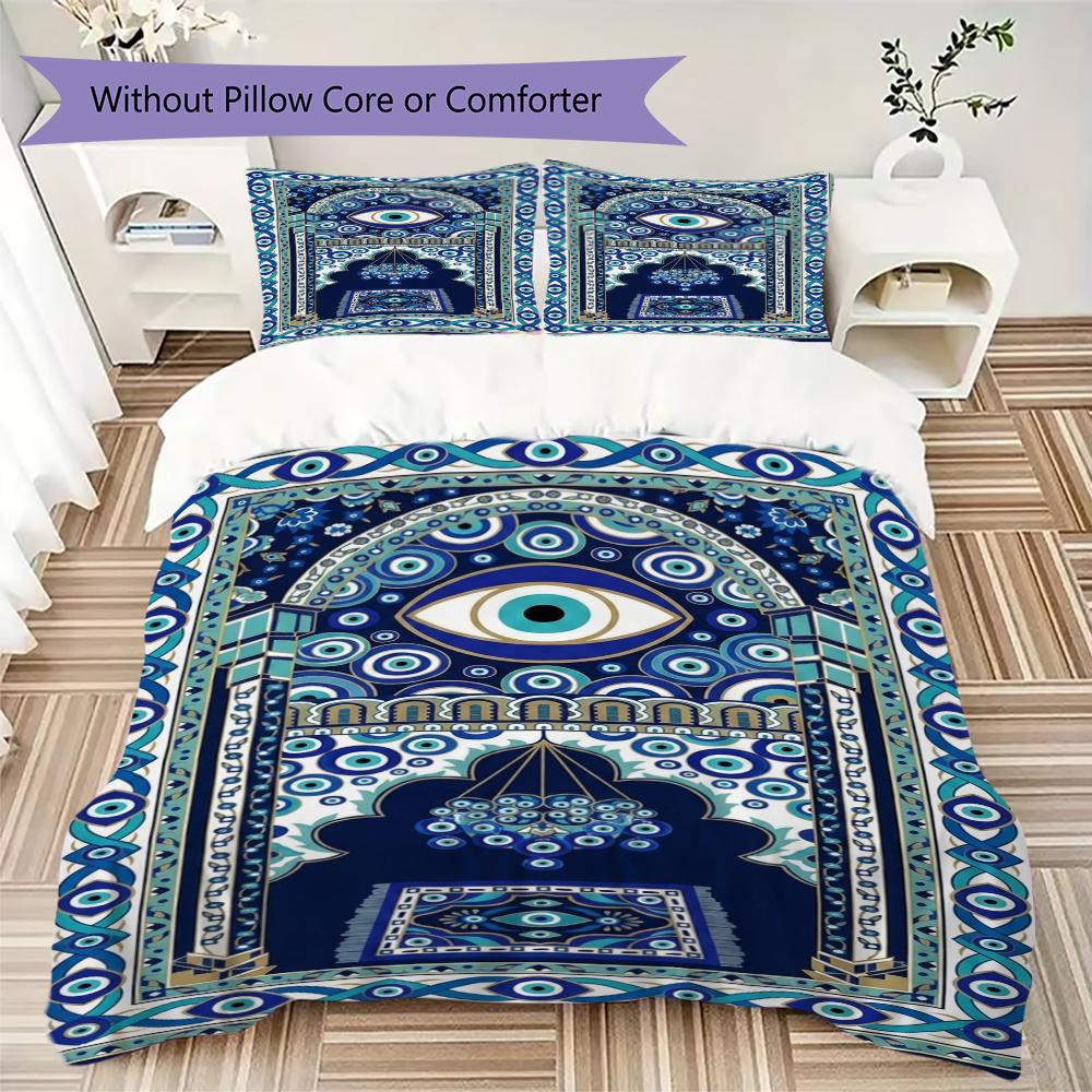 Evil Eye Pattern Bedding uilt Set uilt Cover Pillowcase Home Decoration Birthday Gift (1 * duvet cover + 2 * pillowcase without core)166