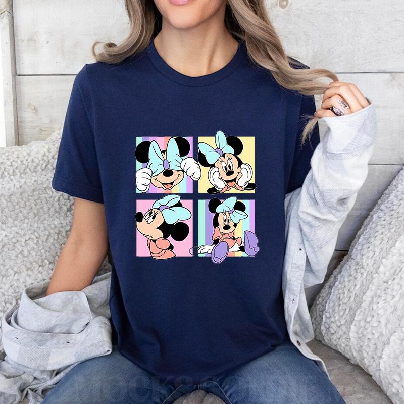 New Cute Minnie Mouse Avatar Printed T-shirt Outdoor Casual Fashion Women's Anime Minnie Mouse Shirt