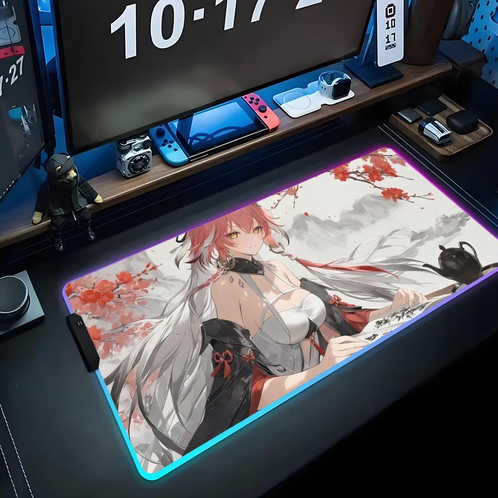 changli wuthering Mouse Pad RGB Gaming Mousepad Big LED Pad PC Desk Mat Luminous Mouse Pad Large Keyboard Mats Table Rug With