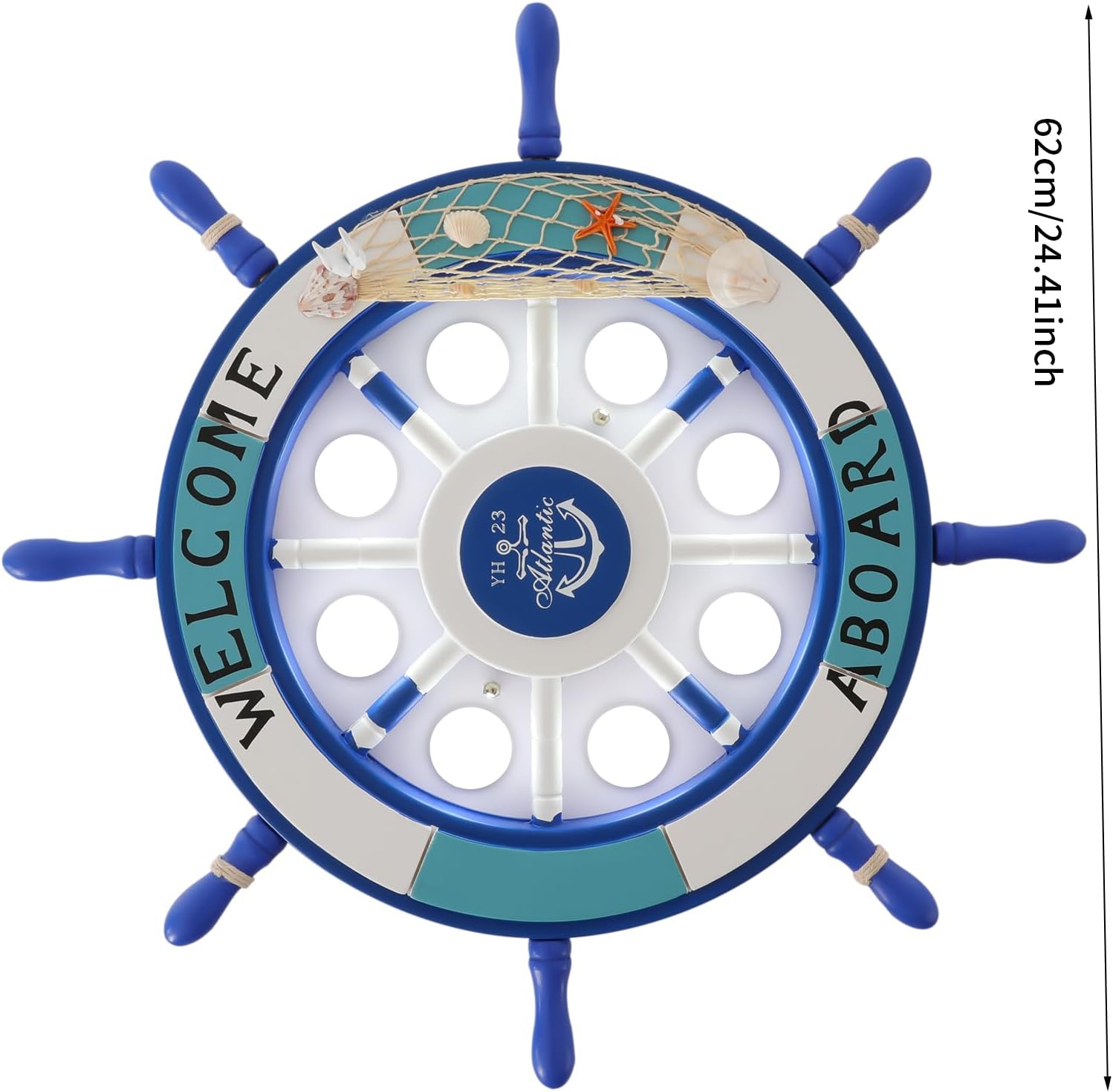 Потолочный светильник в морском стиле с деревянным абажуром в виде штурвала, 8-ламповая современная светодиодная потолочная лампа