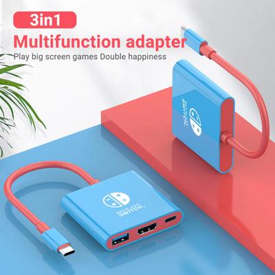 עבור תחנת עגינה ניידת ל-Nintendo Switch, רכזת TYPE-C עם HDMI ו-USB 3.0, מושלם לנסיעות ולמשחקים
