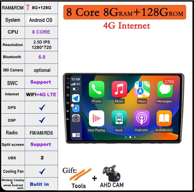 For Kia Ceed ED 2006-2012 Android 14 Car Multimedia Radio System WIFI Auto Navigation Carplay Bluetooth Player Intelligent