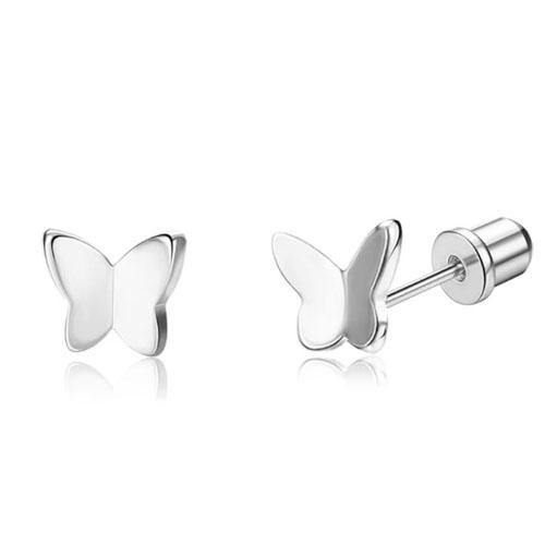 Bobisty Hypoallergenic Surgical Stainless Steel Earrings for Women Screw Back Earrings Cute Flower Butterfly Stud Hoop Earrings