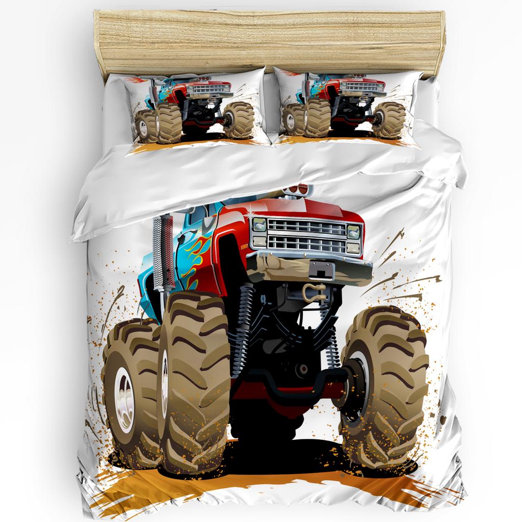 Cartoon Animation Truck Bedding Set 3pcs Boys Girls Duvet Cover Pillowcase Kids Adult Quilt Cover Double Bed Set Home Textile