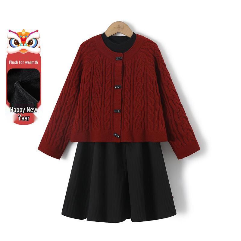 Montagut Girl s Winter Twisted Knit Cardigan & Dress Set 130