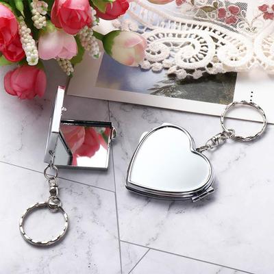 Makeup Mirror Folding Mirror Key Chain with Key Ring Metal Makeup Cosmetic Mirror Key Ring Folding Portable