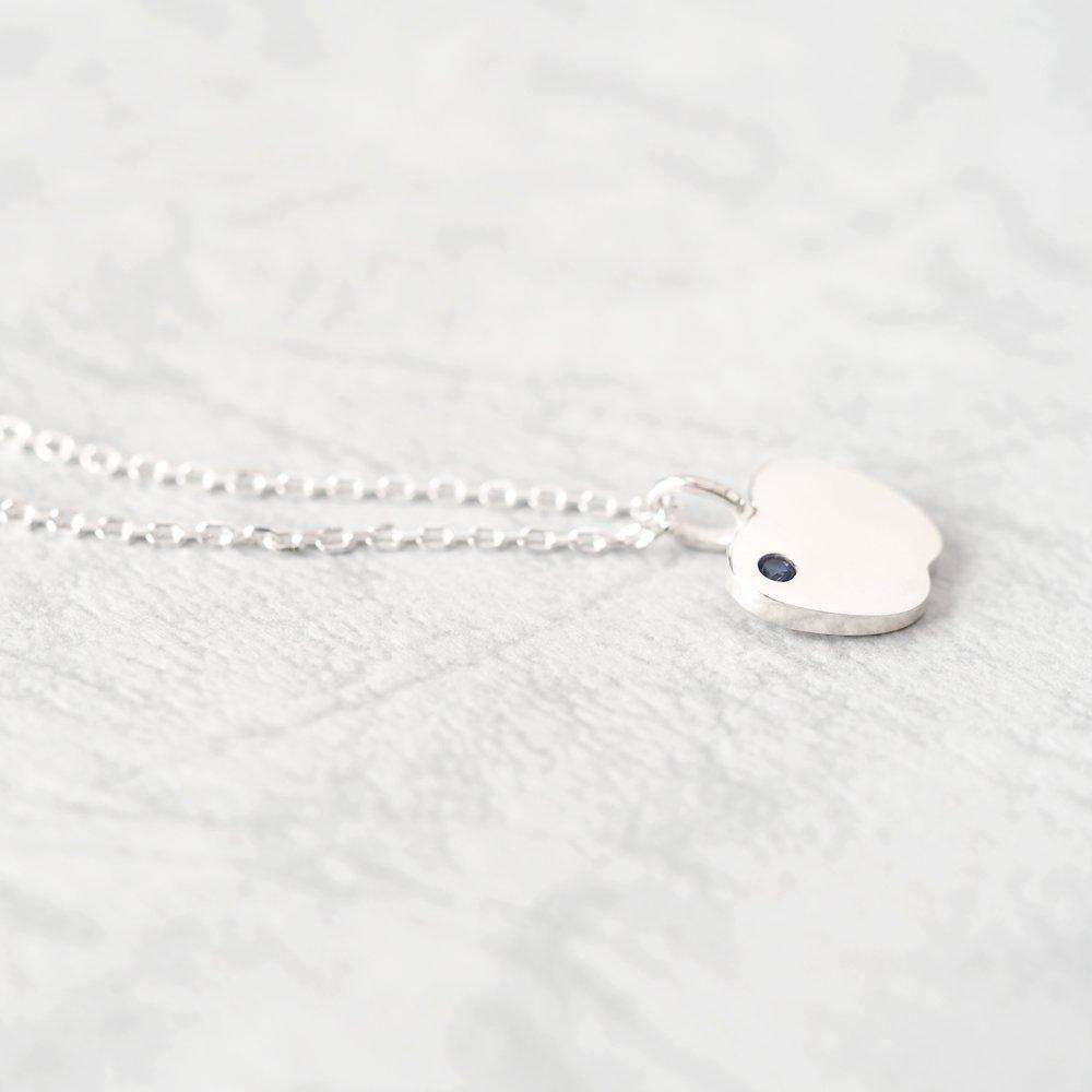 Cloud-jewelry Apple & Sapphire Necklace, Sterling Silver 925, September Birthstone [Comes with Wooden Gift Box] PLN-4s