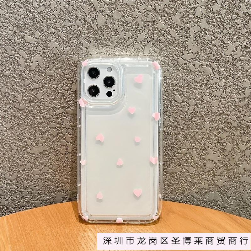 Full screen pink little love apple 15 mobile phone case iphone14promax soft glue 13/12/11 all-inclusive anti-drop