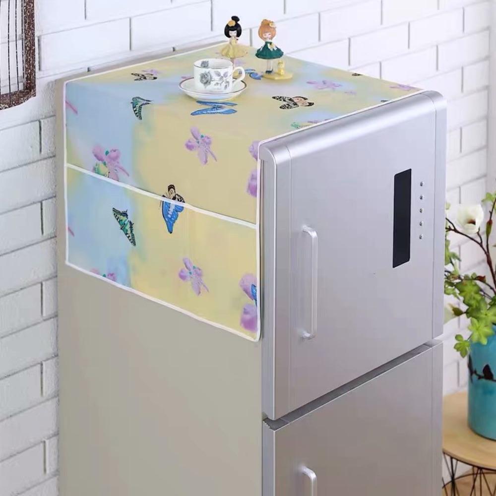 1Pcs New 55x120cm Refrigerator Dust Cover Cotton Linen Dustproof Refrigerator Cloth with Storage Bag Washing Machine Towel