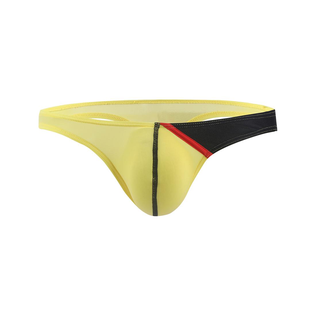 

Мужские сексуальные трусы с низкой посадкой, нижнее белье, выпуклая сумка, короткие шорты, трусы, U-образные выступающие тонкие ледяные стринги 2XL жёлтый