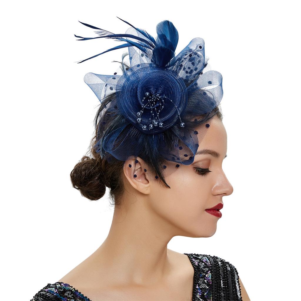 Feather Headpiece Women Mesh Hat Hair Band Headband Wedding Accessories Feather Headband Hat Party Hairpiece
