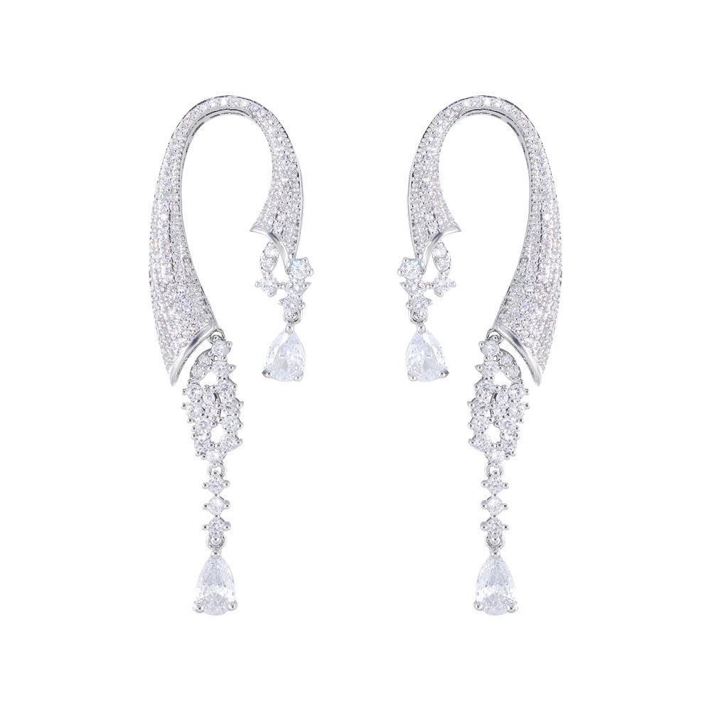 E0244 Personality Ear Jewelry Women'S Long Shiny Zircon Earrings
