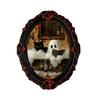 Waterproof Wear Resistant Fridge Decals Halloween Ghost Refrigerator Magnet, Retro Gothic Magnets, Oval Picture Spooky Pumpkin Ornaments Frame