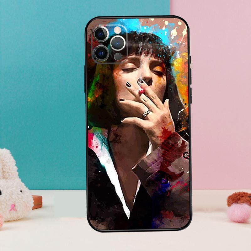 

Mia Pulp Fiction Phone Case For iPhone 17 Air 16 14 13 12 11 15 Pro Max 12 13 mini 15 16 Plus 16e Cover Coque iPhone 14