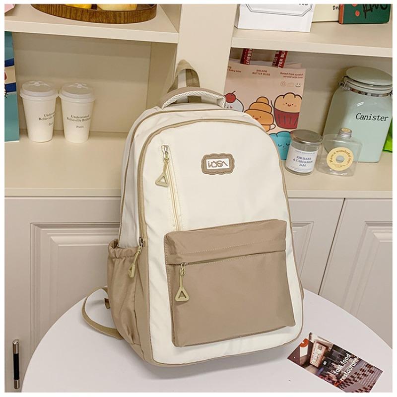 Leisure niche simple new nylon versatile large capacity double shoulder contrasting color commuter travel backpack