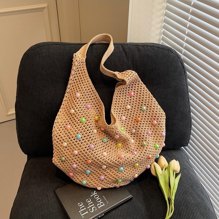 Large capacity hollow woven bag women's summer new shopping bag straw seaside vacation beach bag