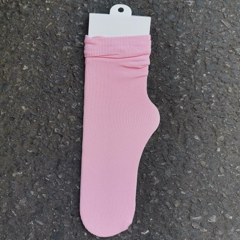 Women's Summer Thin Allpurpose Solid Color Retro Vertical Stripe In The Long Tube Pile Socks