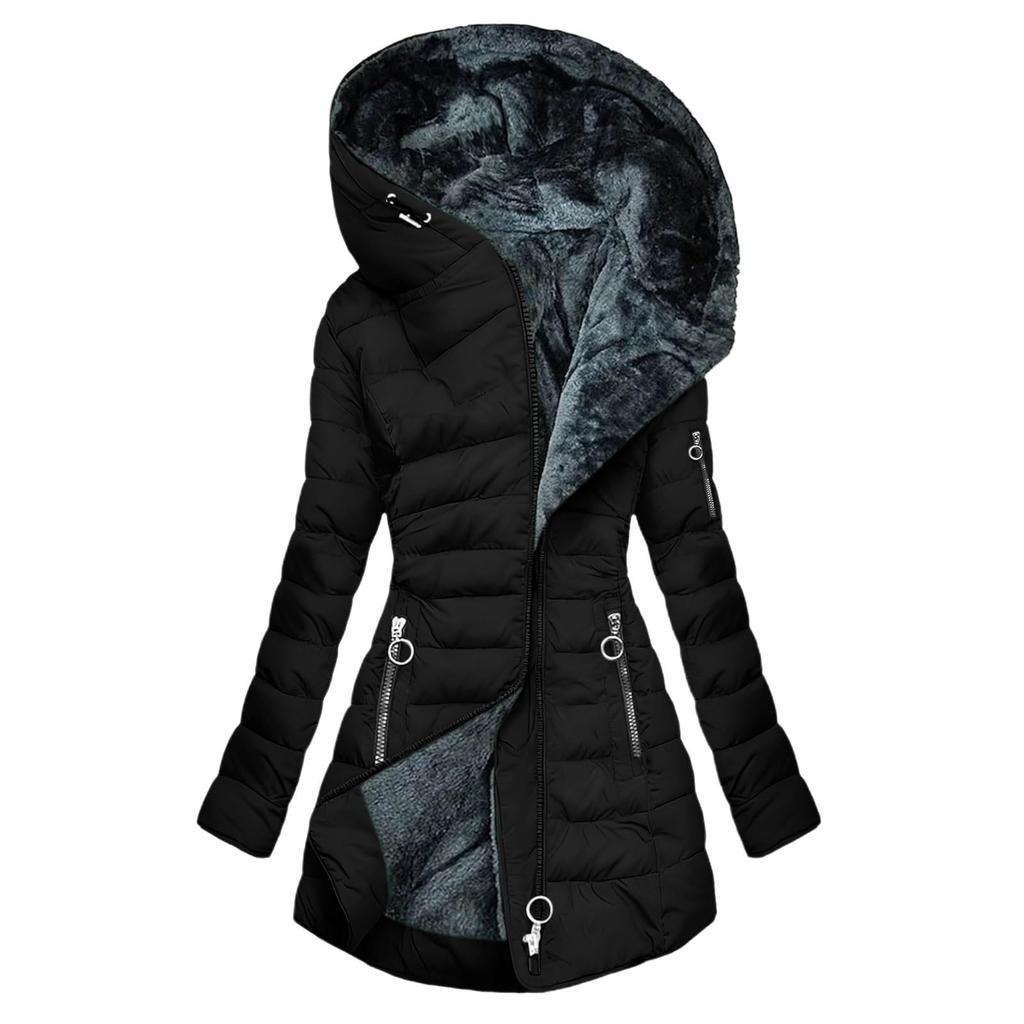 Womens Fleece Lined Jacket Zip Up Hoodie Jackets Casual Long Sleeves Coat Fall Winter Coats