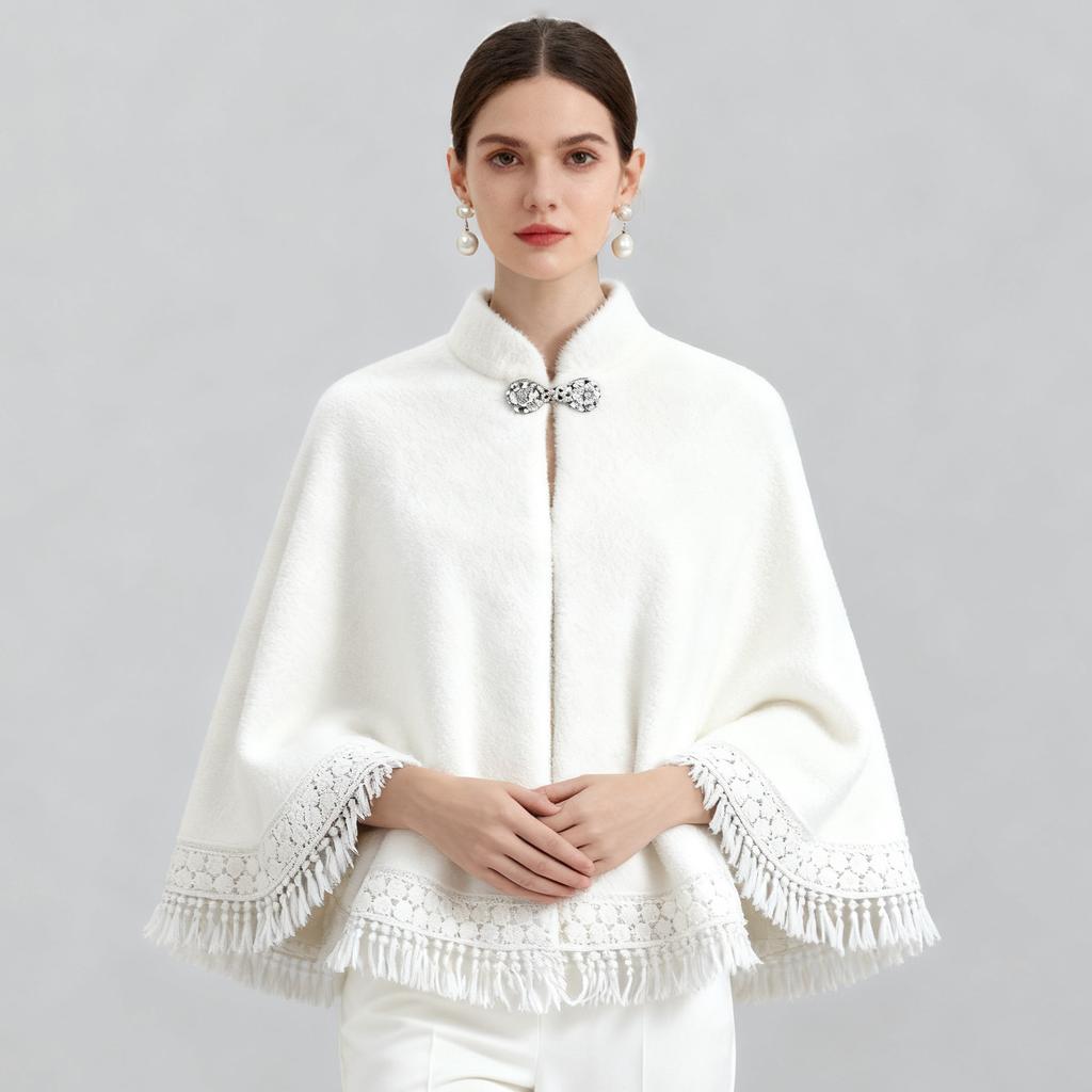 Cheongsam aus imitiertem Nerzfell mit Schal und Quaste, kurzer Cardigan für Wärme im Herbst und Winter