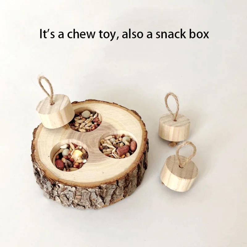 Wooden Hamster Toy Hamster Golden Bear Foraging Gnawing Grinding Teeth Wood Bite String Snack Box Hamster Landscaping Supplies