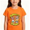 Children's Cotton T-shirts SuperKitties Cartoon Print Kids Short Sleeve Cute Boys Girls 2-12Y Tees Casual Crew Neck Tops Summer