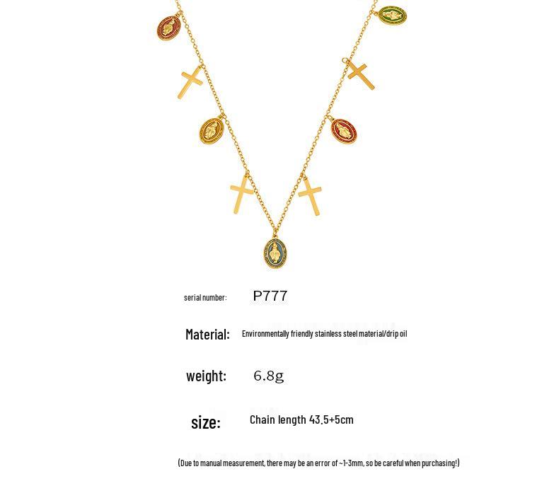 Summer Beach Series: DIY Stainless Steel Pendant Necklace - Cross, Heart, Flower, Queen Card, Zircon Clavicle Chain