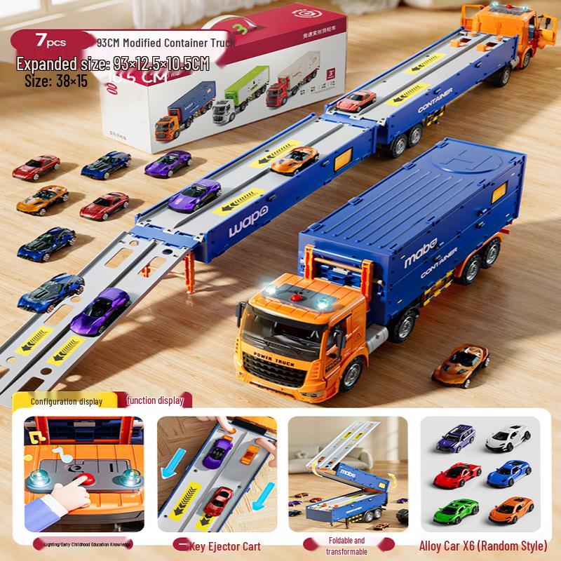 Children's Engineering Toy Set: Large Truck, Crane, Excavator, and Container Truck - Perfect Gift for Boys