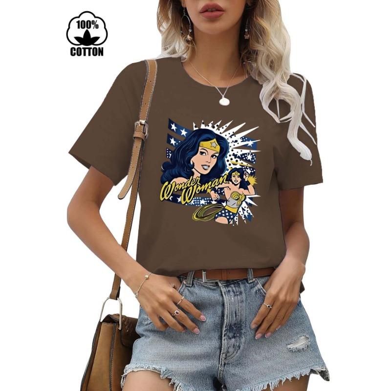 

YYFS женские модные повседневные летние весенние блузки и рубашки с короткими рукавами и круглым вырезом XXXL темно-коричневого