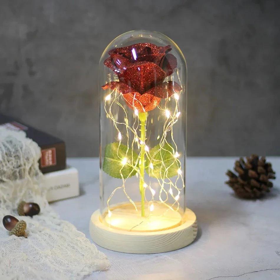 Beauty And The  Rose Energy-Saving Rose Gift Light Up Rose Artificial For Birthday Anniversary Weddings