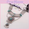 Ethnic Style Simulation Gemstone Decoration Women Necklace And Earring Set For Retro Fashion Enthusiasts