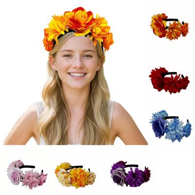 Criativo novo europeu e americano noivas moda férias fivela de cabeça rosa crisântemo acessórios de cabelo grinalda halloween festa adorno de cabeça