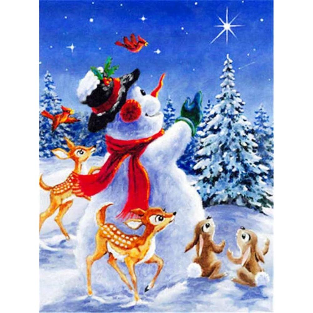 Pittura diamante arte trapano completo pupazzo di neve albero di Natale pittura diamante fatto a mano giorno nevoso fai da te diamante mosaico pittura decorazione della casa regalo di Natale