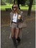 European & American Women's Autumn Casual Plaid Lapel Suit with Shorts