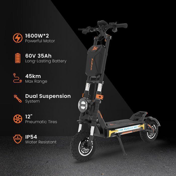 Scooter Électrique KuKirin G4 Max 12 Pouces 60 V 35,2 Ah Tout-terrain 95 Km Max. 150 Kg