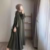 Elegant Solid Color Loose Pullover Dress for Muslim Women - Spring & Autumn Collection