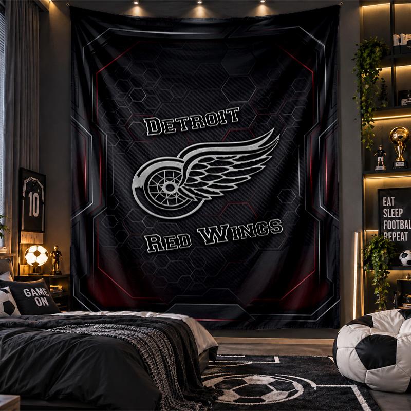 Wall Hanging Tapestry Detroit Red Wings Print Cloth for Living Room Bedroom Home Decor
